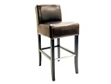 Baxton Studio Full Leather Barstool, Espresso Brown