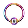 16 Gauge 5/16" Austrian Crystal Rainbow Titanium BCR Captive Ring
