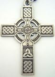 Clergy Bishops Pectoral Cross Celtic Irish Design Pewter 30" Rope Cord