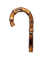 Real Natural Bamboo Handle Cane with Gold Ring