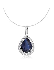 14K White Gold Pear Sapphire Pendant (3/4ct tgw 18" Chain)