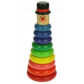 Children's Multi Coloured Wooden Toy Stacking Rings - 18 Months +