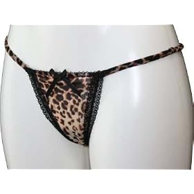 Myla Animal Print Lace Trimmed Thong Black