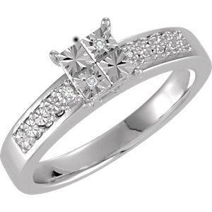 Genuine IceCarats Designer Jewelry Gift Sterling Silver .02 Ctw Engagement Ring. .02 Ctw Engagement Ring In Sterling Silver Size 8