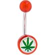 Red Acrylic Hemp Leaf Logo Belly Button Ring