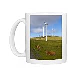 Wind farm and cows, Ortiguera area, A Coruna, Galicia, Spain, Europe Photo Mugs