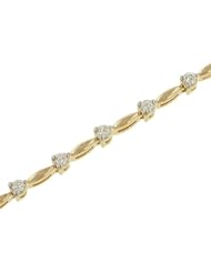 24 Stn Round 3 prong Bar Link Diamond Tennis Bracelet 1.04ct