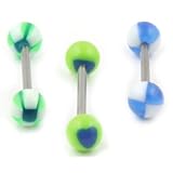 Set of 3 Acrylic Tongue Barbells - 14g
