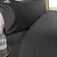 Luxurious BLACK Solid / Plain, TWIN Size, 1200 Thread Count Ultra Soft Single-Ply 100% Egyptian Cotton, TWO Piece DUVET COVER SET Including ONE Sham / Pillow Case 1200TC