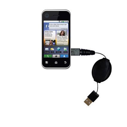 Retractable USB Cable for the Motorola Backflip with Power Hot Sync and Charge capabilities - uses Gomadic TipExchange Technology
