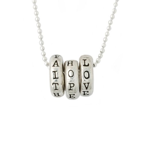 Sterling Silver Faith, Hope and Love Rings Pendant by Bob Siemon, 24