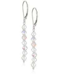 Sterling Silver Swarovski Elements Crystal and Crystal Aurora Borealis 4mm Multi-Bicone Earrings