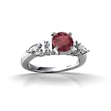 Search : 14K White Gold Genuine Round Pink Tourmaline and Diamond Engagement Ring
