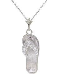 14K White Gold Diamond Accented Flip Flop Necklace