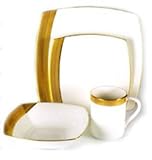 Mikasa Ridge Square Gold White and Gold Ridge Mug