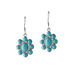 Turquoise Flower Earrings in Sterling Silver