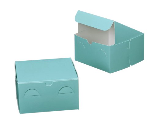 Dress My Cupcake Cupcake Box with Lid and Holder for 4 Standard Cupcakes, Tiffany Blue/White, Set of 100
