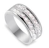 Sterling Silver Cubic Zirconia Diamond Simulants Band Ring