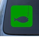 FISH AND HOOK – Fishing – Vinyl Car Decal Sticker #1316 | Vinyl Color: Green FISH AND HOOK – Fishing – Vinyl Car Decal Sticker #1316 | Vinyl Color: Green
