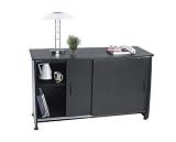 OFM 55135-GRAPHITE & BLACK Sliding Door Credenza - Graphite and Black