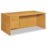 HON 10500 Left Single Pedestal Desk, 72inch W, Harvest