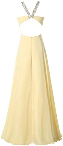 Dressy New Star Women's Ruched Formal Long Chiffon Prom Dresses Evening Gown Yellow US2