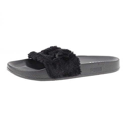 PUMA Women's The Fur Slide Black/Puma Silver Sandal 5.5 B (M)