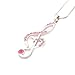 Spinningdaisy Silver Plated Crystal Treble Clef Necklace (Pink Crystals with Silver)