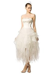 Strapless Organza/Satin Tiered  Ankle Length  Dress With Ruffles