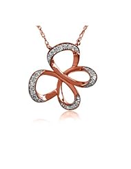 Jessica Simpson 10K Gold Diamond Butterfly Necklace (1/10 cttw)