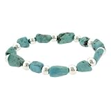 Sterling Silver .925 Genuine Blue Turquoise stone bead Bracelet