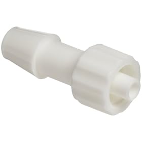 Value Plastics MTLL360-1  Male Luer Integral Lock Ring to 300 Series Barb, 1/4" (6.4 mm) ID Tubing, White Nylon, (25-Pack)