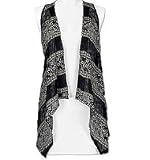 Daytrip Pieced Ruffle Lace Vest Black Beige