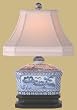 Unique Asian Design Lighting - 15" Blue & White Canton Tea Candy Box Oriental Style Fine Table Lamp