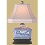 Unique Asian Design Lighting - 15" Blue & White Canton Tea Candy Box Oriental Style Fine Table Lamp