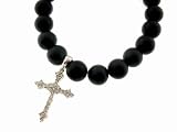 Large Diamond Cross on Black Onyx by Sydney Evan