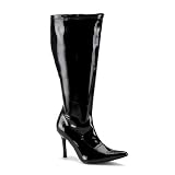 FUNTASMA by Pleaser Lust-2000X Womens Halloween Costume Knee High Boots Black Patent WIDE WIDTH