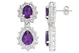 9 Carat Amethyst and White Topaz Sterling Silver Earrings