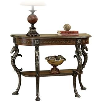 Masterpiece Floral Demilune Console Table