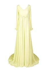 Maternity A-line V-neck Empire   Waistline Chiffon Long Sleeves Evening Dress/Prom Dress  with a Brush/Sweep Train 