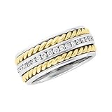 14K Two-Tone Gold Hand-Woven Diamond Eternity Ring - Sizes 5 - 8