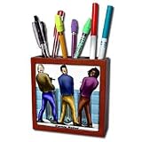 Londons Times Funny Panel Hollywood Cartoons - Comic Relief - Tile Pen Holders-5 inch tile pen holder