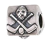 Genuine Zable (TM) Product. 925 Sterling Silver Hockey Fan Charm. 100% Satisfaction Guaranteed.