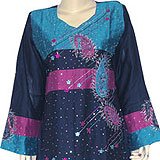 India Clothing - Kaftan Dress Long Sleeve Evening Gown Silk Size M (kftn615)