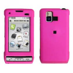 cell phone, Fits LG Dare VX9700 Verizon Cell Phone Snap on Protector Faceplate Cover Housing Hard Case - Solid Hot Pink Rubber Feel