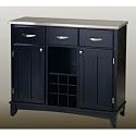 Hutch-Style Buffet- Black/ Stainless Steel