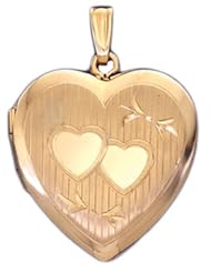 14k Yellow Gold 2 Photo Heart Locket