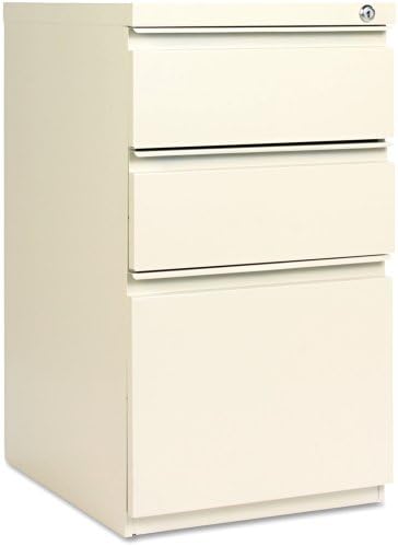 Alera ALEPBBBFPY Three-Drawer Metal Pedestal File with Full-Length Pull, 14 7/8w x 19 1/8d, Putty
