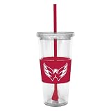 NHL Washington Capitals 22 Ounce Insulated Tumbler with Rubber Sleeve and Stir Straw
