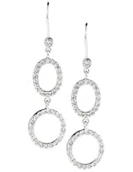 14K White Gold Diamond Circle-Oval Earrings (0.90 Cttw, Si Clarity, G Color)